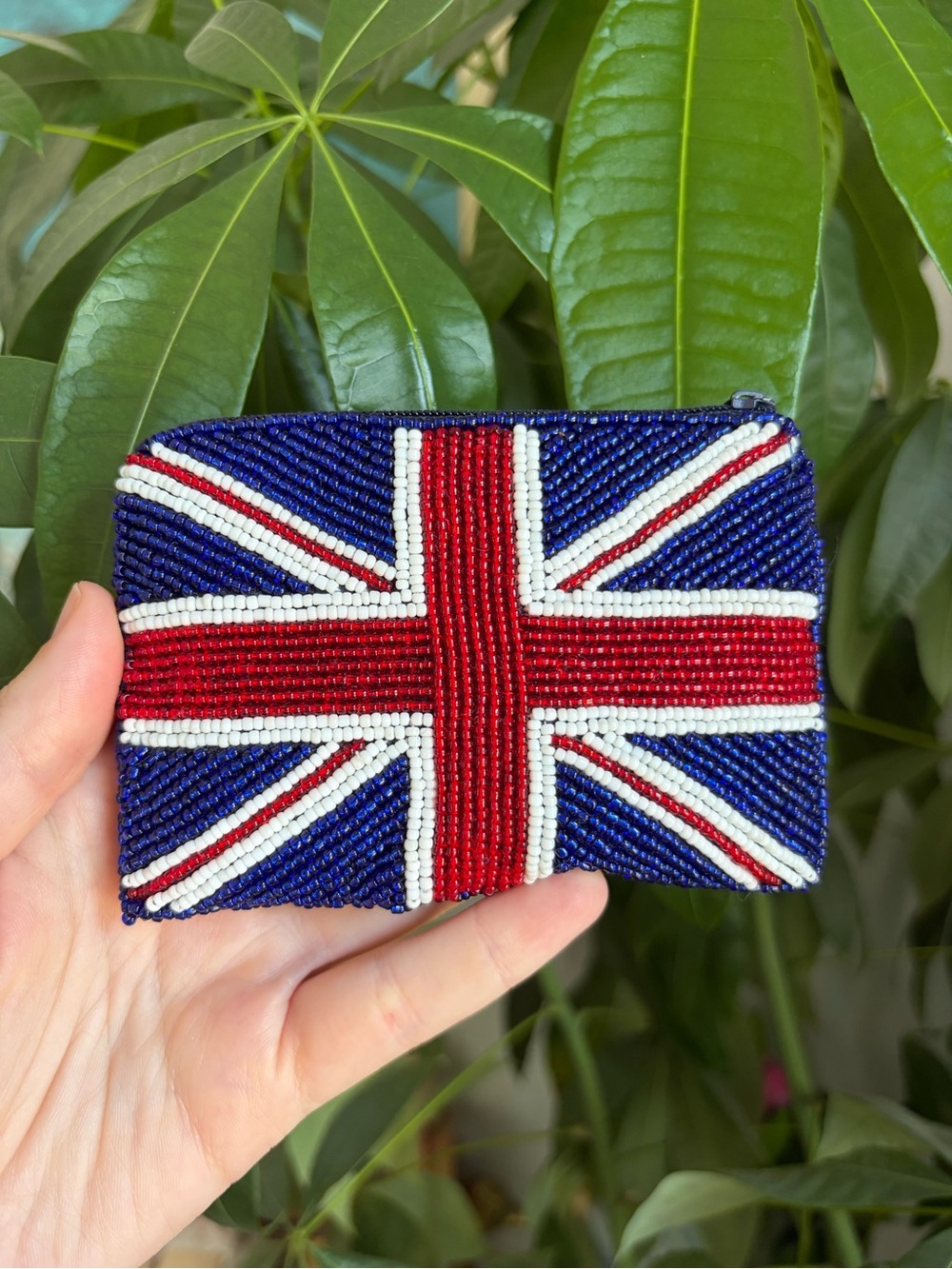 Beaded Union Jack Coin Purse - Blue Red White
